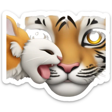 bunny is kissing a tiger sticker