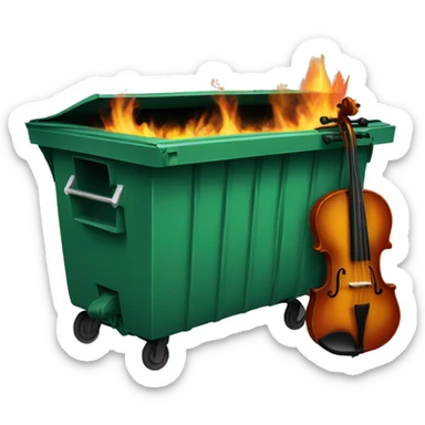 Dumpster fire with violin and American flag  sticker