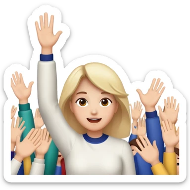 face with hands raised, confetti in the air, cheering at a parade sticker