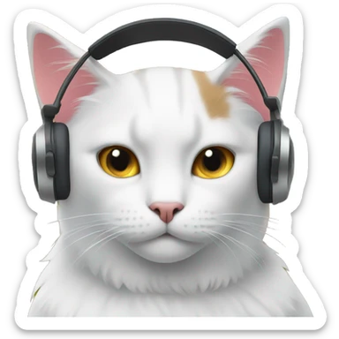 A cat wearing headphone on mountain  sticker