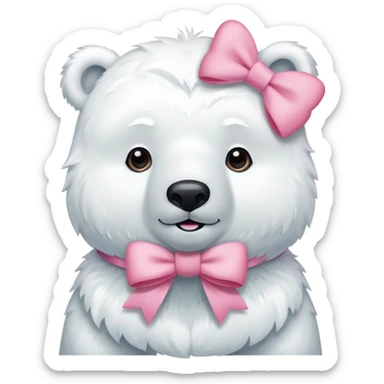 Polar bear pink bow sticker