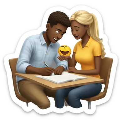a college student couple is studying sticker
