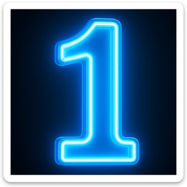 The same 3D number 1 in a neon style with a glowing effect, but brighter. sticker