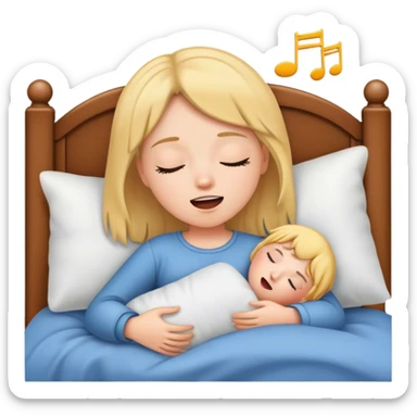 Young girl singing while sleeping in bed sticker