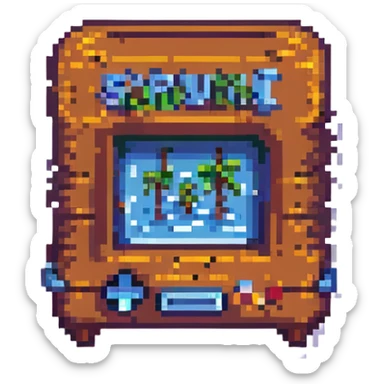 a pixel art icon representing 'sprunki brud', using blocky, 8-bit style lettering sticker