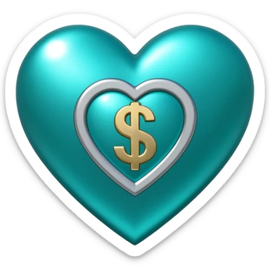 Teal heart with several dollar signs sticker