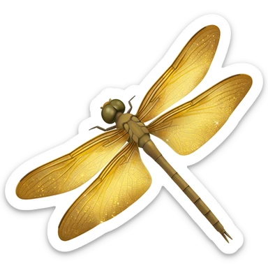 Light beige and shiny gold dragonfly sticker