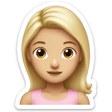 Cute girl with blonde on the bottom of her hair and brunette on the top with the brown eyes and the bow in the side and a pink top sticker