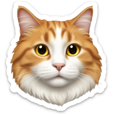 Long haired, fat, orange and white  furred cat sticker