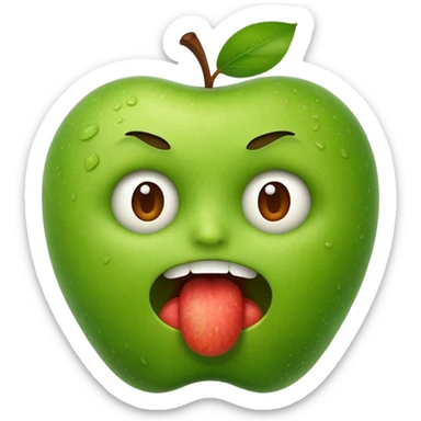 apple emoji style face making a disgusted expression after eating something gross, playful and silly, no text sticker