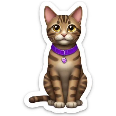 brown tabby girl cat with purple collar sticker