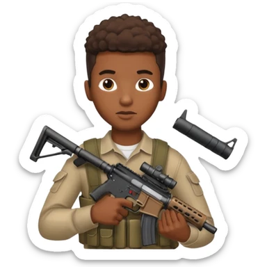 Fais moi un jeune afro américain qui tient une AR15 sticker