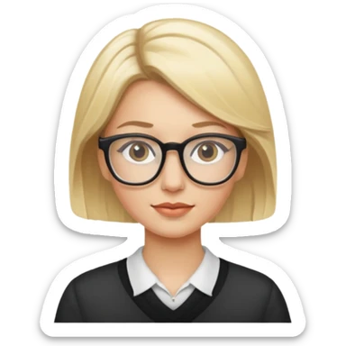 White woman, Blode hightlights, glasses,  sticker