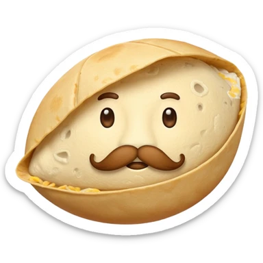 a fresh "Flting" flour tortilla football with a mustache sticker