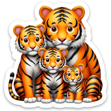 Tiger family with cubs sticker