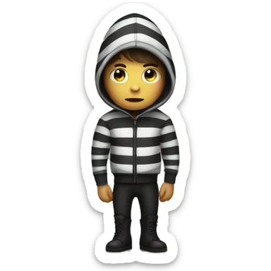 robber emoji with striped jumper sticker