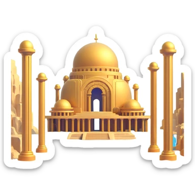 futuristic Anunnaki golden underwater base with domes and pillars sticker