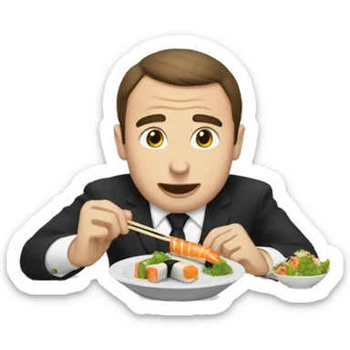 macron eating shushi  sticker