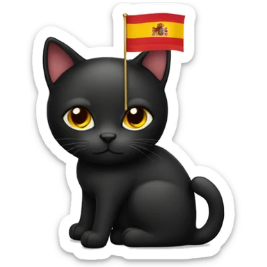 Black cat with Spanish flag  sticker