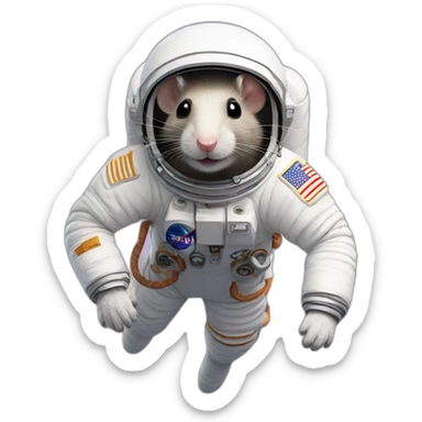 astronaut rat levitating sticker