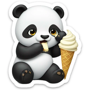 Panda eating ice cream sticker