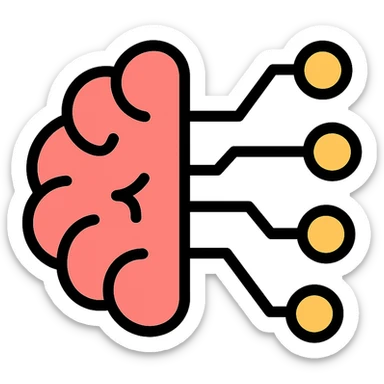 brain with circuit lines icon sticker