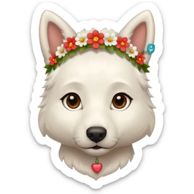Brown eyes White Shepard with very short fur with 1 flowerband on the head sticker