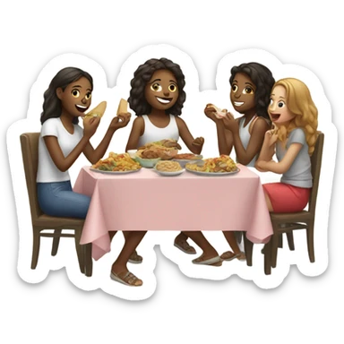 group of girls enjoying food sticker