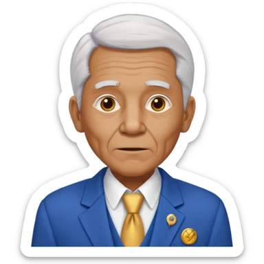 i need an image of a old man named clyde who provides basic credit reports. wears a blue blazer with gold button and open necked white shirt  sticker