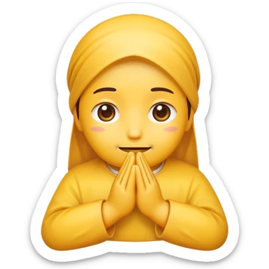 Regular face emoji but with the prayer hands sticker
