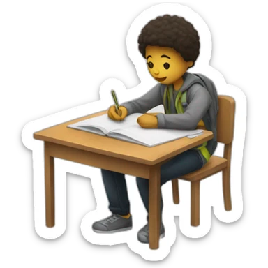 student studing sticker