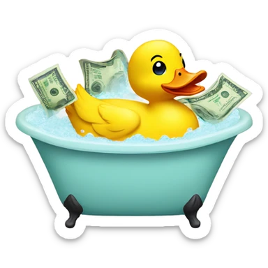 Bath duck with money sticker