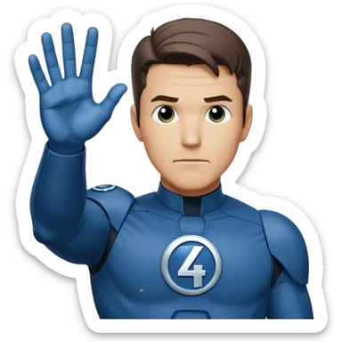 Reed Richard’s from the Fantastic 4 holding up 4 fingers thumb down out in front of himself  sticker