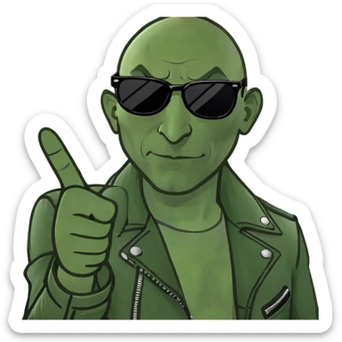 bald man giving middle finger sticker