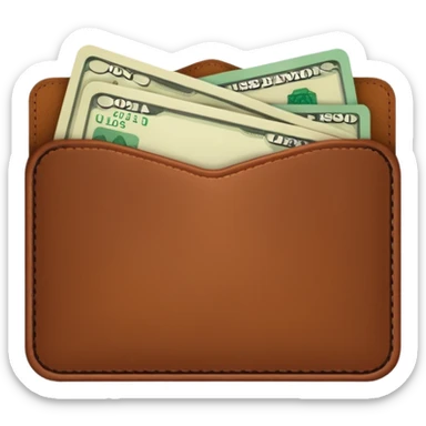 portefeuille marron avec quelques billets et carte bancaire sticker