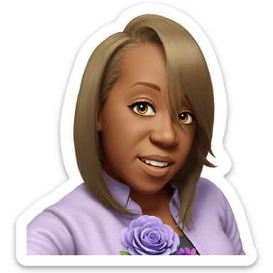 realistic girl with flower sticker