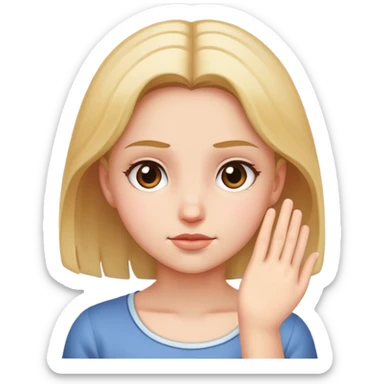 girl looking down with hand up  sticker