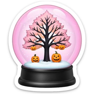 pastel pink orange halloween  tree snow globe sticker