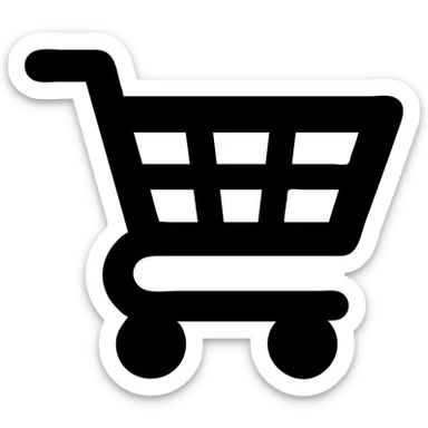 Make the shopping cart icon solid black, keep it facing right, with a transparent background. sticker