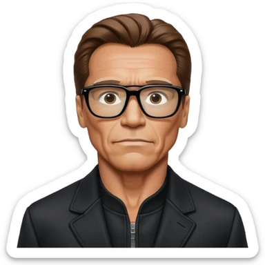 terminator shwartzneger only top in black galssess and his black jacket sticker