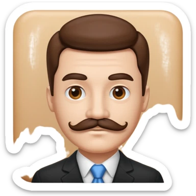 A person with a very square mustache and a side part  sticker