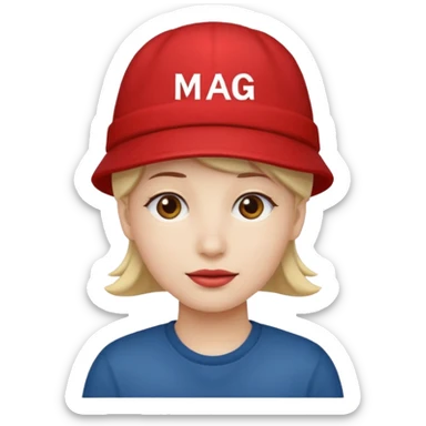 Red cap on a person that says M.A.G.A. on the hat sticker