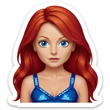 Geri Halliwell with long red hair, blue eyes, red sequin crop top sticker