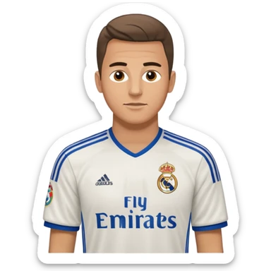 White male wearing Adidas Real Madrid jersey sticker