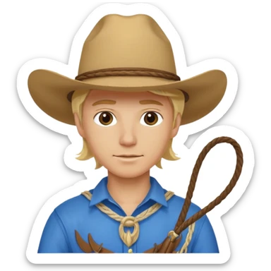 Cowboy blonde hair with blue hat and lasso sticker