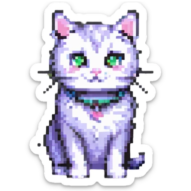 pixel art sticker illustration of a cute cat sticker