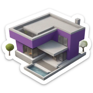 Unique Small modern purple house made from concrete  sticker