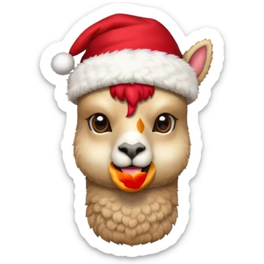 Alpaca with a Christmas hat sticker