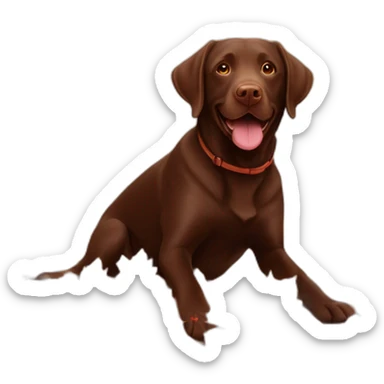 Chocolate labrador playing with autumn leaves sticker
