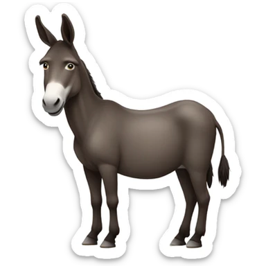 2 Donkeys standing side by side dark brown full body sticker